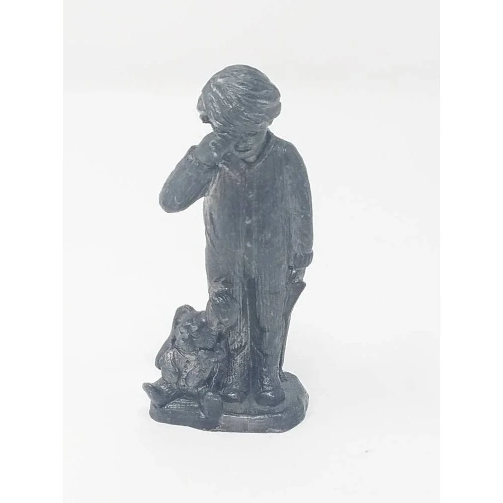 Vtg. Michael Ricker pewter 1990 Christmas Wish List figurine whimsical artsy